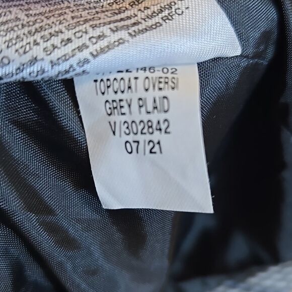 Old Navy Men's Wool Blend Oversized Topcoat Long Length Grey Plaid Old Money - Picture 14 of 16